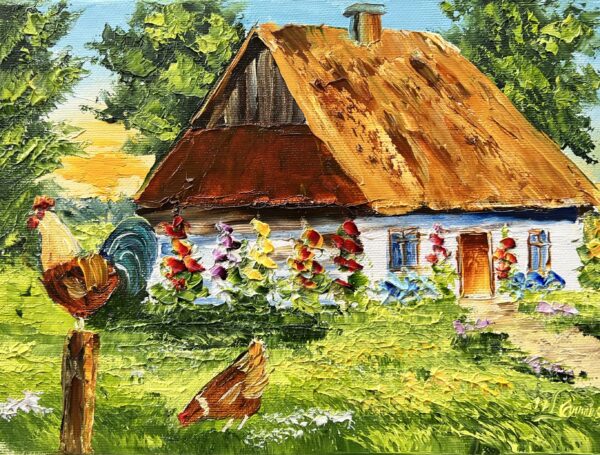 Wiejska chata - a painting by Urszula Lemańska