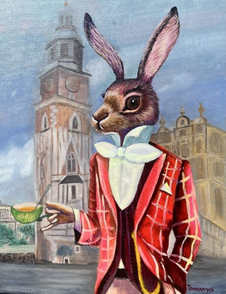 Rabbit in Kraków - a painting by Aleksander Tomasievych