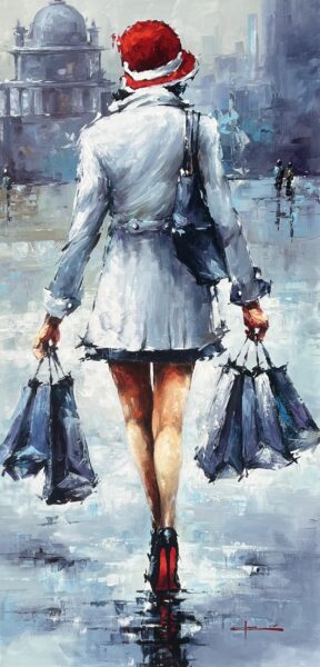 Shopping - a painting by Marian Jesień