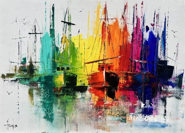 Boats - a painting by Alfred Anioł