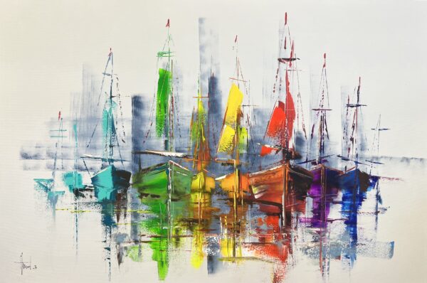 Boats - a painting by Alfred Anioł
