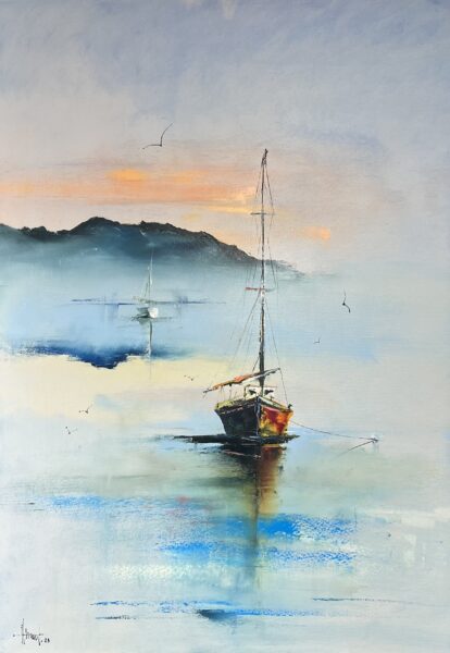 Boat - a painting by Alfred Anioł