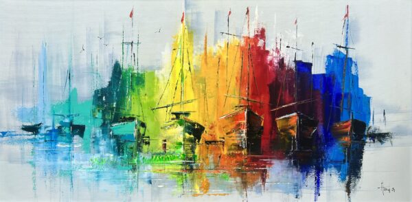 Boats - a painting by Alfred Anioł