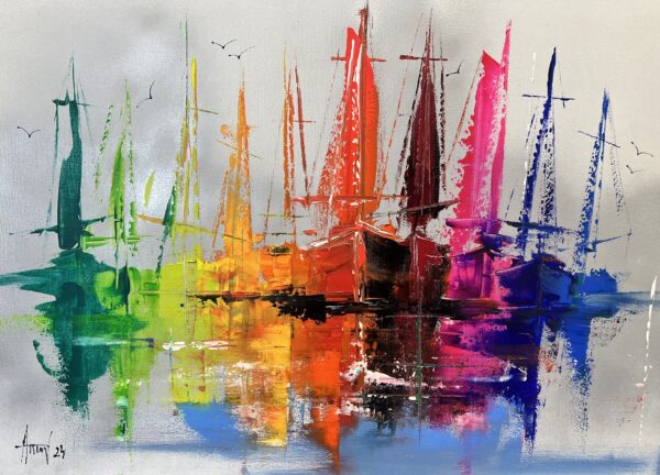 Boats - a painting by Alfred Anioł