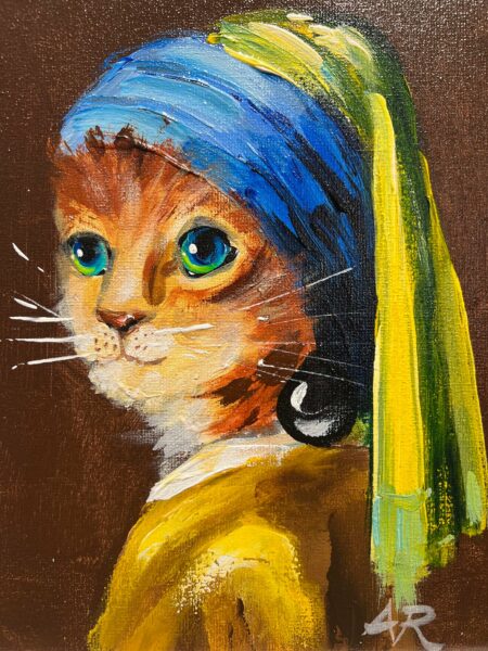 Cat with the Pearl Earring - a painting by Adam Rawicz