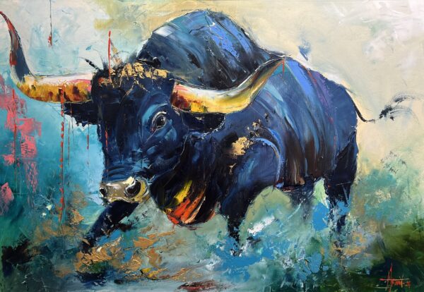 Bull - a painting by Alfred Anioł