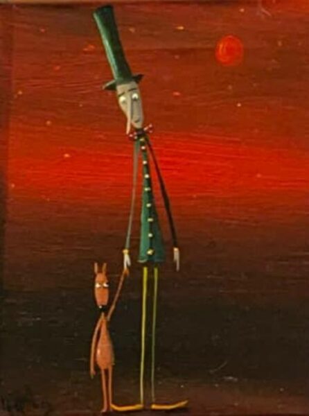 Walk with dog - a painting by Jarosław Kiełczyński
