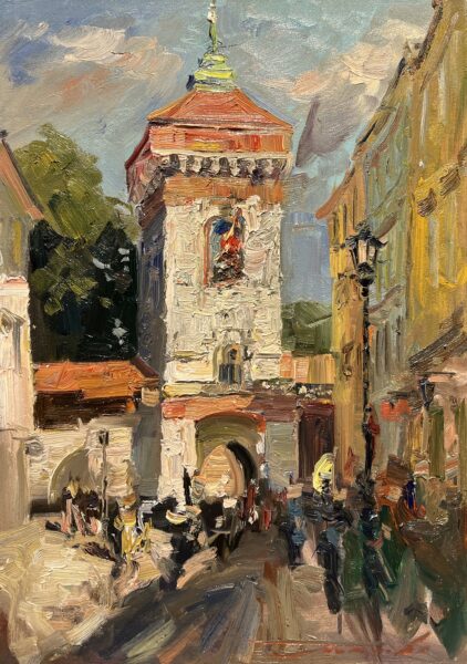 Echoes Beneath the Tower Sky - a painting by Jarosław Tarnowski