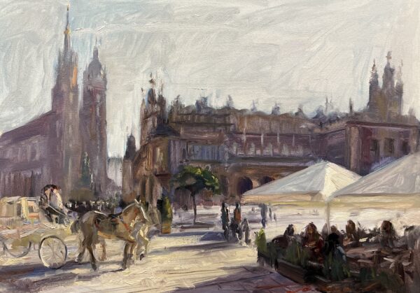 Echoes Beneath the Golden Hour - a painting by Jarosław Tarnowski