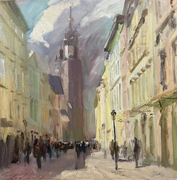 Spire Between Storms - a painting by Jarosław Tarnowski