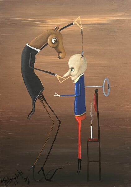 Elegy in Marionette Blue - a painting by Jarosław Kiełczyński