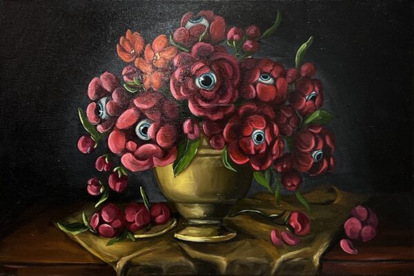 Eyes Beneath the Petals - a painting by Oksana Osowska