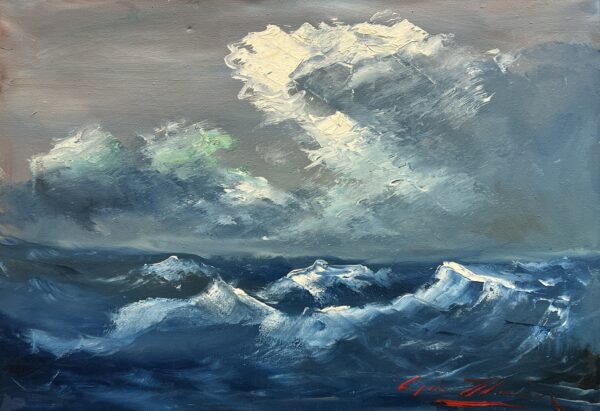 Beneath the Gathering Surge - a painting by European school (XX)