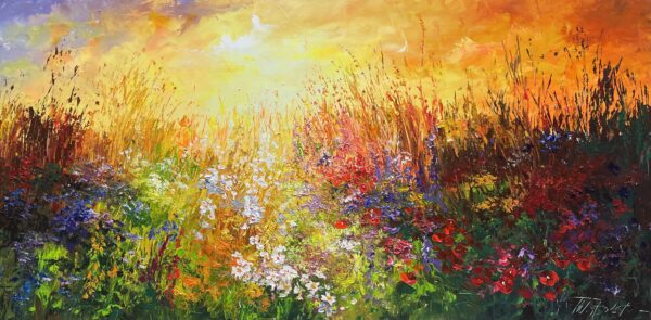 Embers Beneath the Bloom - a painting by Tadeusz Wojtkowski