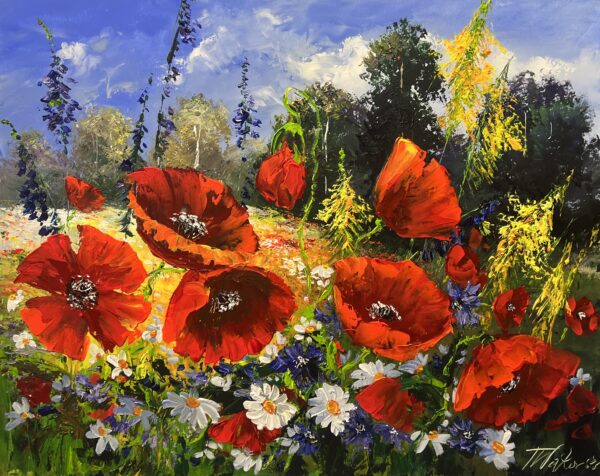 Embers in the Garden Sky - a painting by Tadeusz Wojtkowski