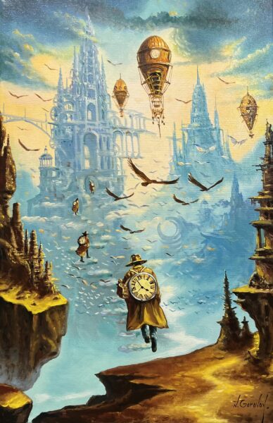 A new clock for an old tower - a painting by Nikolay Gorovoy
