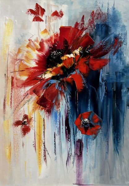 Embers Beneath the Petal Sky - a painting by Alfred Anioł
