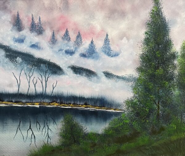 Echoes Beneath the Violet Veil - a painting by Marek Rojek