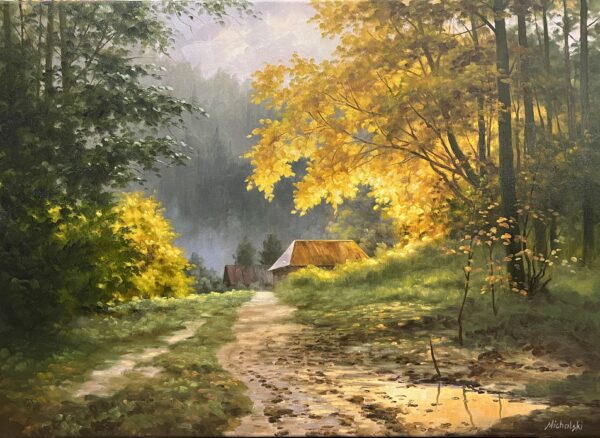 Echoes Beneath the Canopy - a painting by Ryszard Michalski