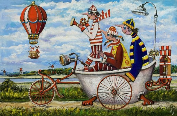 Everyone travels as they like - a painting by Artur Płachta