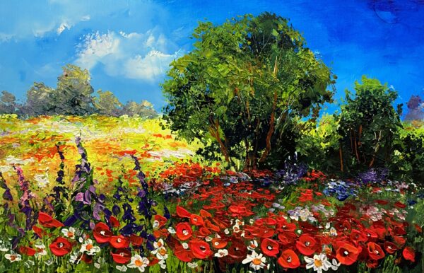 Flames Beneath a Gentle Sky - a painting by Pentti Vainio