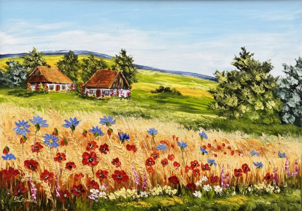 Golden Hues of Forgotten Songs - a painting by Urszula Lemańska