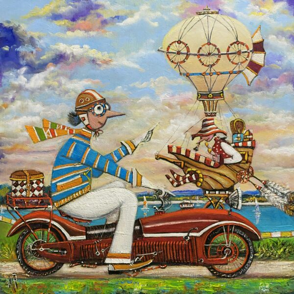 Men love motorcycles - a painting by Artur Płachta