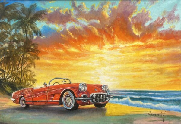 Crimson Reverie at Dusk - a painting by Nikolay Gorovoy