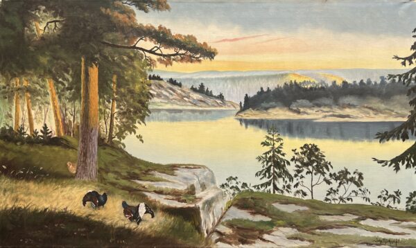 Twilight Serenade in Plum and Pine - a painting by European school (XX)