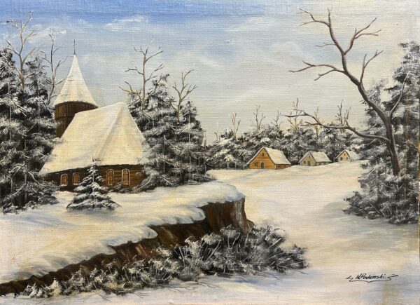 Pejzaż z głazami - a painting by European school (XX)