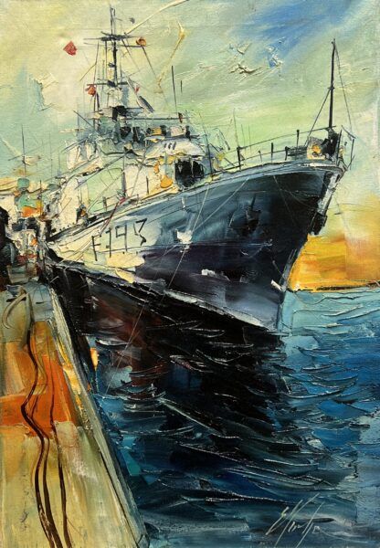 Emberwake at Sea’s Edge - a painting by Grażyna Mucha