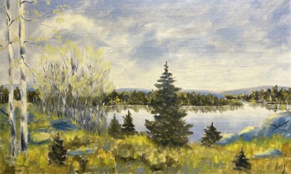 Stillness Beneath the Silver Canopy - a painting by European school (XX)