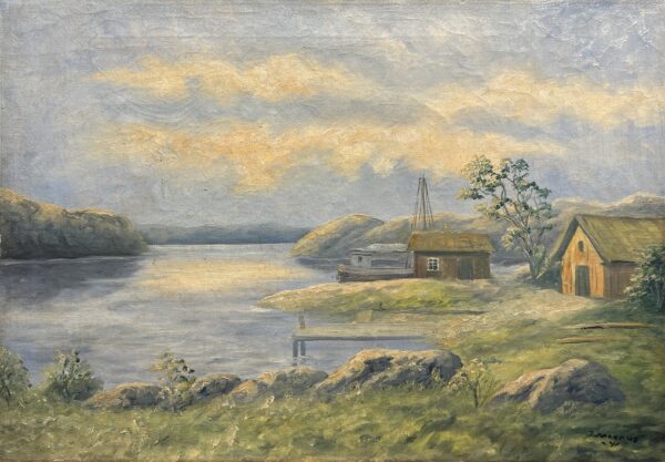 Embers of a Quiet Shore - a painting by European school (XX)