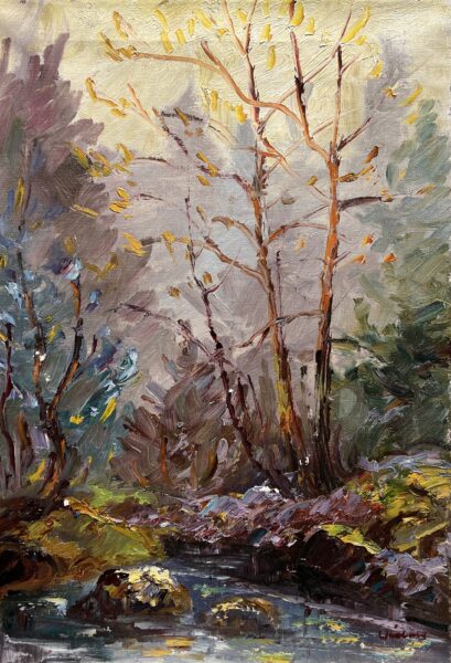 Echoes Beneath the Amber Canopy - a painting by European school (XX)