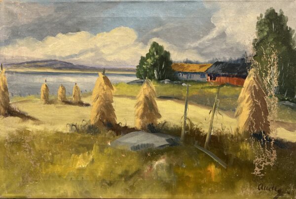 Harvest Beneath Gathering Skies - a painting by European school (XX)