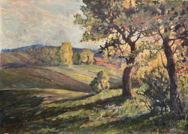 Golden Silence in the Leaves - a painting by European school (XX)