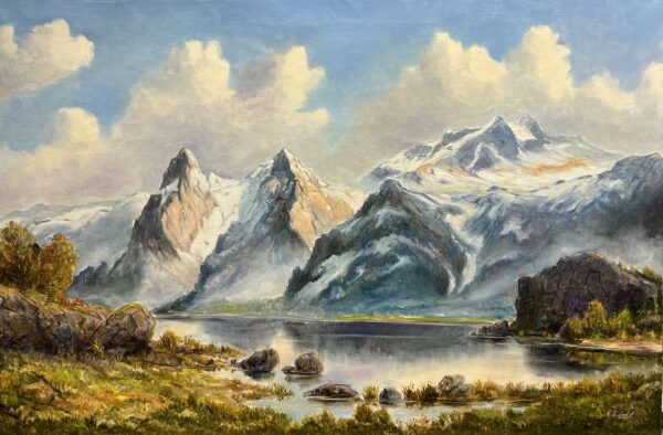 Echoes Beneath the Peaks - a painting by European school (XX)