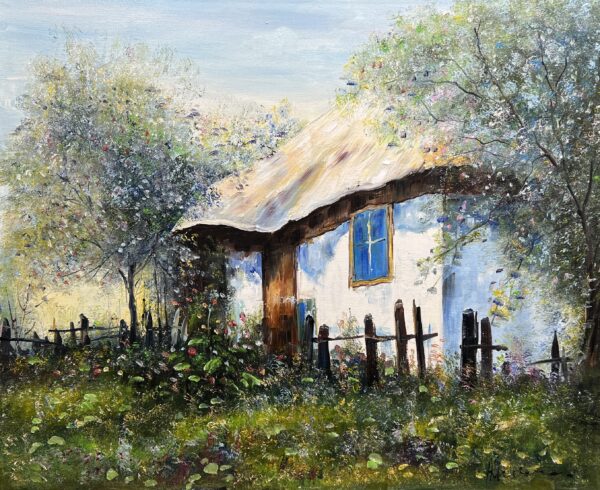 Beneath the Blue Window - a painting by Henryk Adamowicz