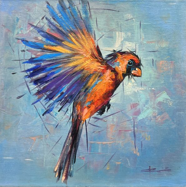 Ember in the Azure Still - a painting by Marian Jesień