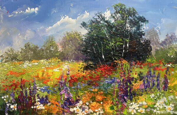 Petals Beneath a Painted Sky - a painting by Pentti Vainio