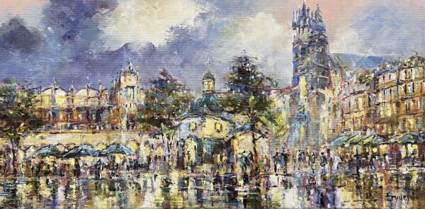 Echoes Beneath the Rainlight - a painting by Danuta Frydrych