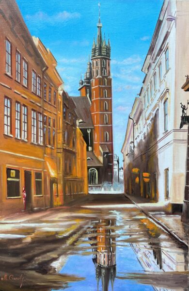 Echoes Beneath a Blue Spire - a painting by Nikolay Gorovoy