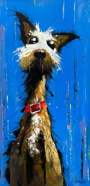 Blue Sky, Red Collar - a painting by Alfred Anioł