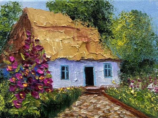 Echoes Beneath the Thatched Sky - a painting by Marlena Lozinska