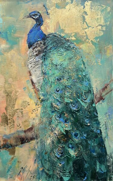 Echoes of a Gilded Gaze - a painting by Grażyna Mucha