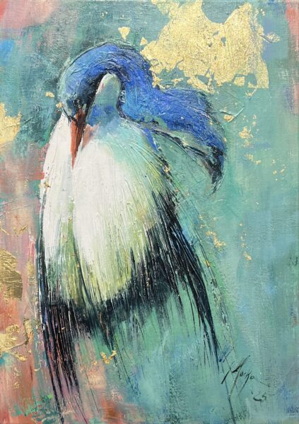 A Flight Beneath Green Fire - a painting by Grażyna Mucha