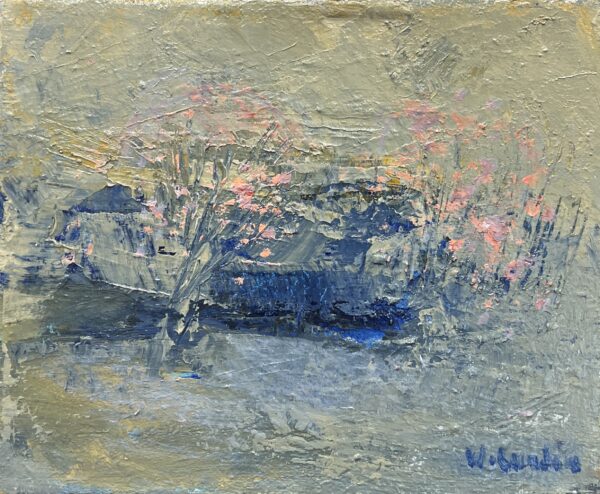 Twilight Beneath Blooming Silence - a painting by European school (XX)