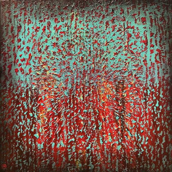 Embers Beneath Emerald Silence - a painting by Robert Węglarz