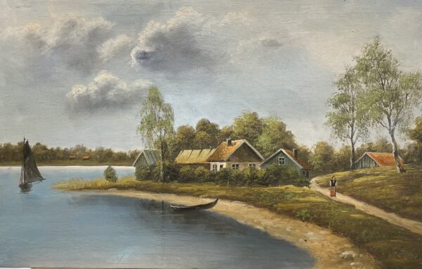 Echoes Beneath the Birch Sky - a painting by European school (XX)