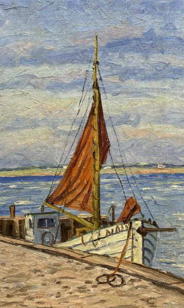 Rust Sails Beneath an Azure Sky - a painting by European school (XX)